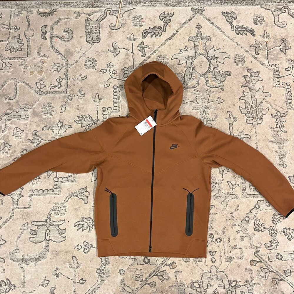 Nike Sportswear Tech Fleece Brown/Black Windrunner Full Zip Hoodie L - Picture 2 of 4